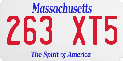 MA license plate 263XT5