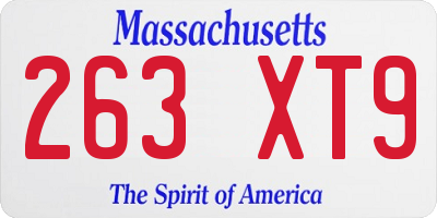 MA license plate 263XT9