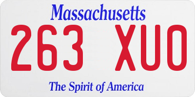 MA license plate 263XU0