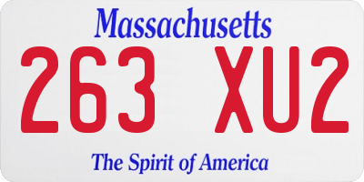 MA license plate 263XU2