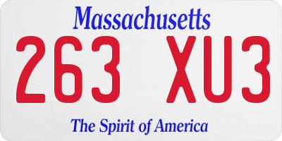 MA license plate 263XU3