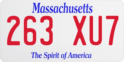 MA license plate 263XU7