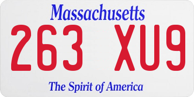 MA license plate 263XU9
