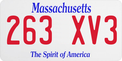 MA license plate 263XV3