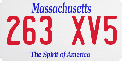MA license plate 263XV5