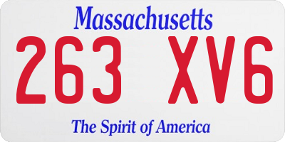 MA license plate 263XV6