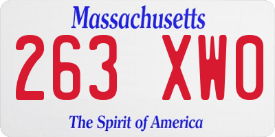 MA license plate 263XW0