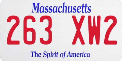 MA license plate 263XW2