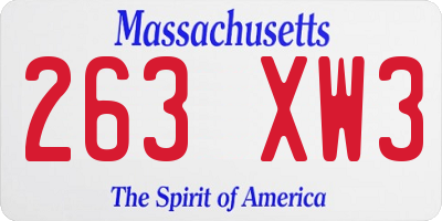 MA license plate 263XW3