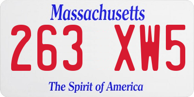 MA license plate 263XW5