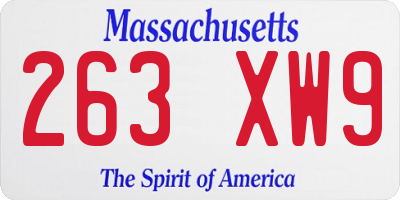 MA license plate 263XW9