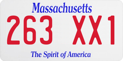 MA license plate 263XX1