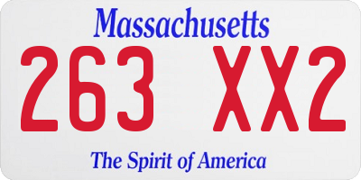 MA license plate 263XX2
