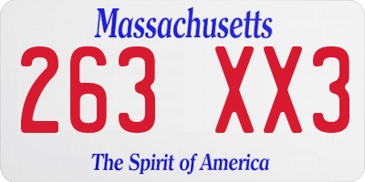 MA license plate 263XX3