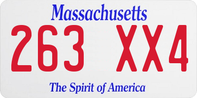 MA license plate 263XX4