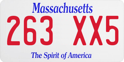 MA license plate 263XX5