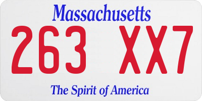 MA license plate 263XX7