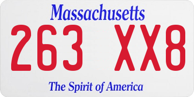 MA license plate 263XX8
