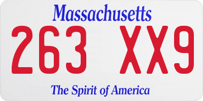 MA license plate 263XX9