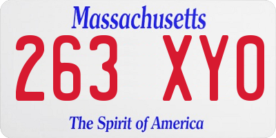 MA license plate 263XY0