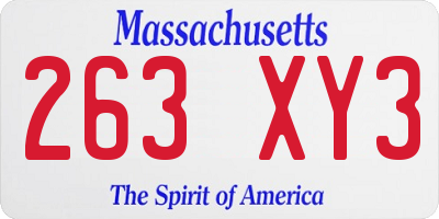 MA license plate 263XY3