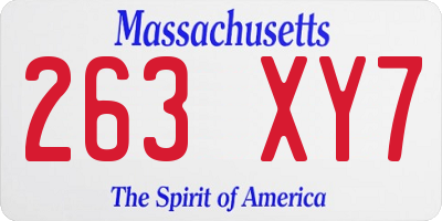 MA license plate 263XY7