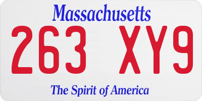 MA license plate 263XY9