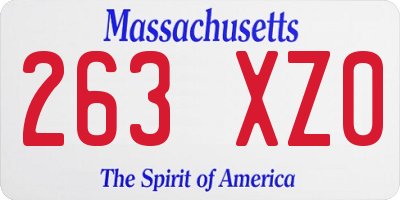 MA license plate 263XZ0