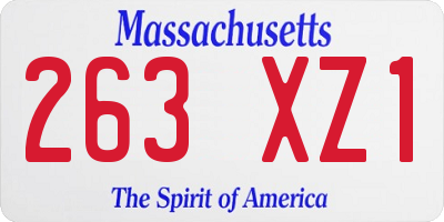MA license plate 263XZ1