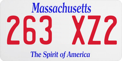 MA license plate 263XZ2