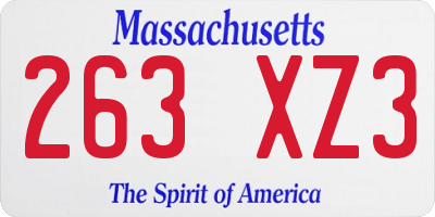 MA license plate 263XZ3
