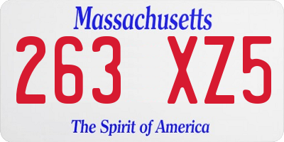 MA license plate 263XZ5