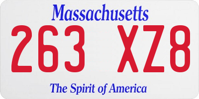 MA license plate 263XZ8