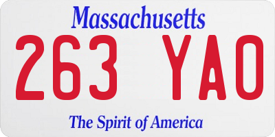MA license plate 263YA0