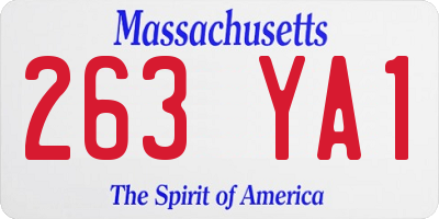 MA license plate 263YA1