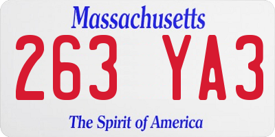MA license plate 263YA3