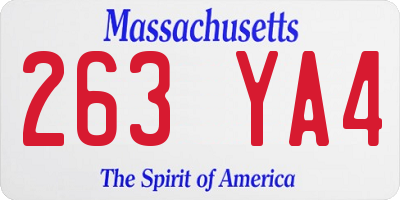 MA license plate 263YA4