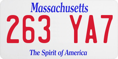 MA license plate 263YA7