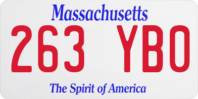 MA license plate 263YB0