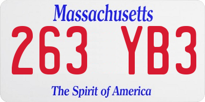 MA license plate 263YB3