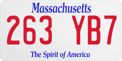 MA license plate 263YB7