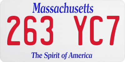MA license plate 263YC7
