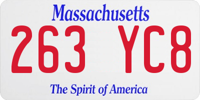 MA license plate 263YC8