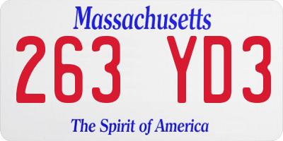 MA license plate 263YD3