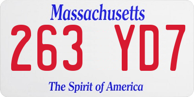 MA license plate 263YD7