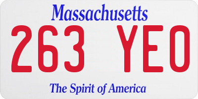 MA license plate 263YE0
