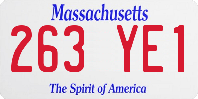 MA license plate 263YE1