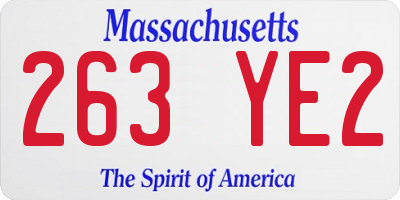 MA license plate 263YE2