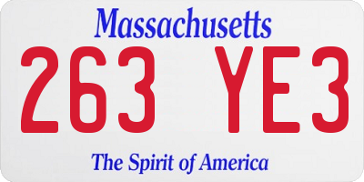 MA license plate 263YE3