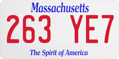 MA license plate 263YE7